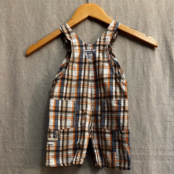 Vintage Osh Kosh B'Gosh Vestbak plaid Logo Overalls Size 18 month - Picture 9 of 10